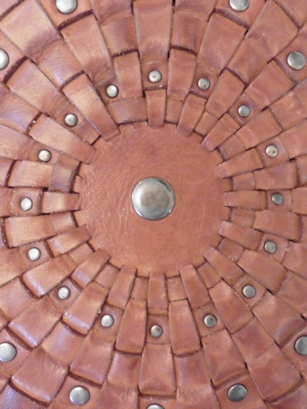 Woven Sunburst Leather Crossbody Bag - Brown - Picture 2 of 7